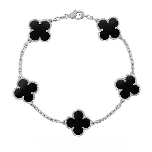 VANESSA BRACELET SILVER + ONYX BLACK