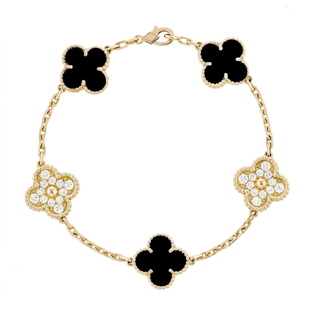 VANESSA CRYSTAL BRACELET GOLD + ONYX BLACK