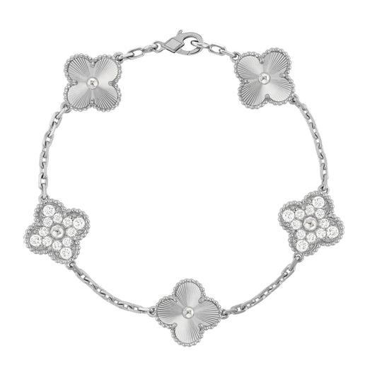 VANESSA CRYSTAL BRACELET- SILVER GUILLOCHÉ