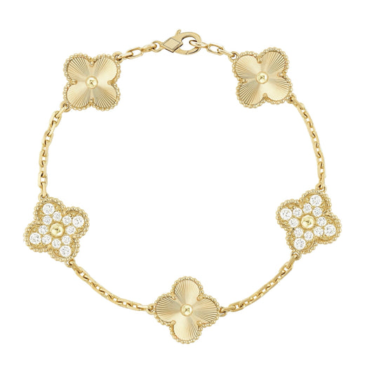 VANESSA CRYSTAL BRACELET- GOLD GUILLOCHÉ