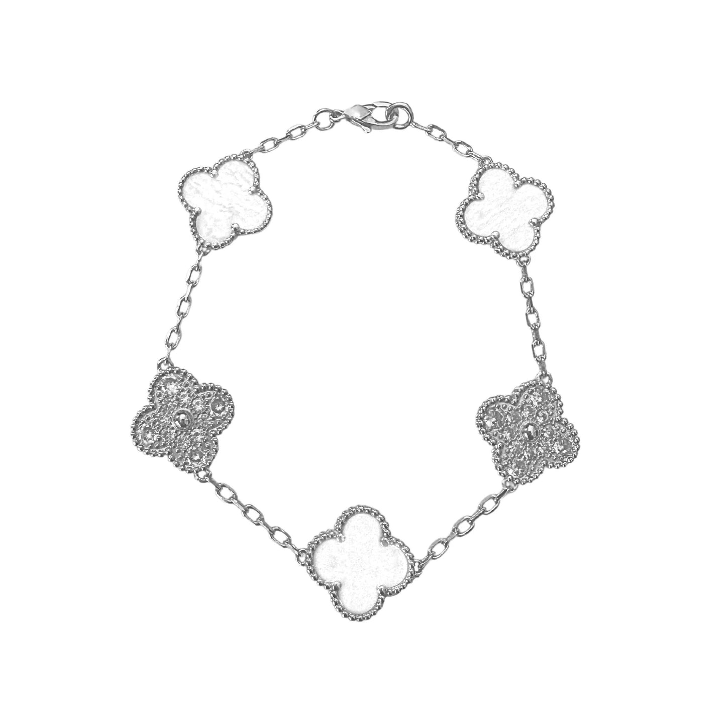 VANESSA CRYSTAL BRACELET SILVER + PEARL