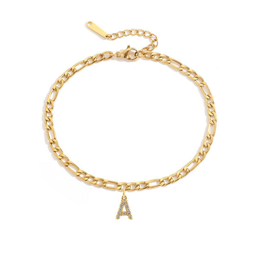 ICY INITIAL ANKLET GOLD