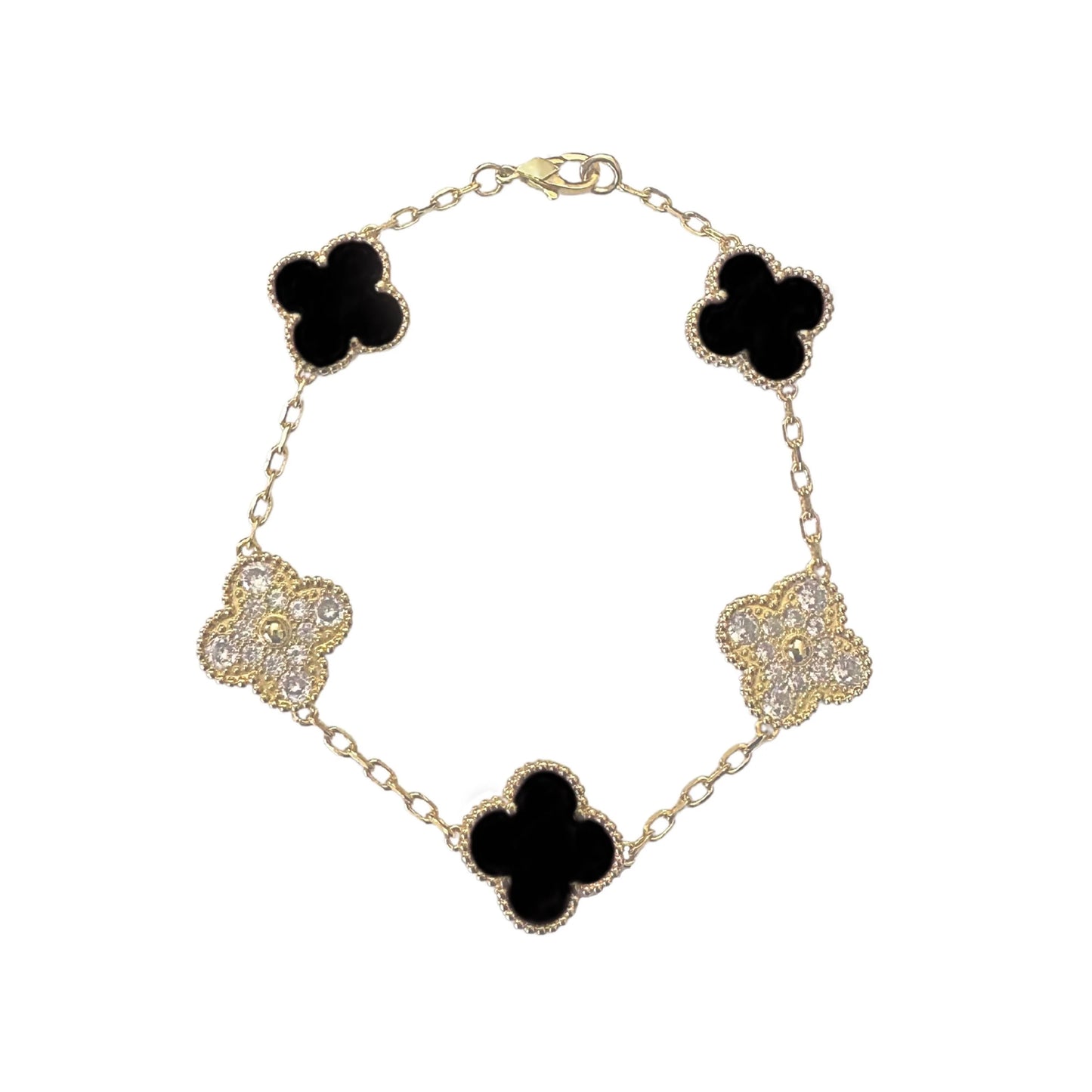 VANESSA CRYSTAL BRACELET GOLD + ONYX BLACK