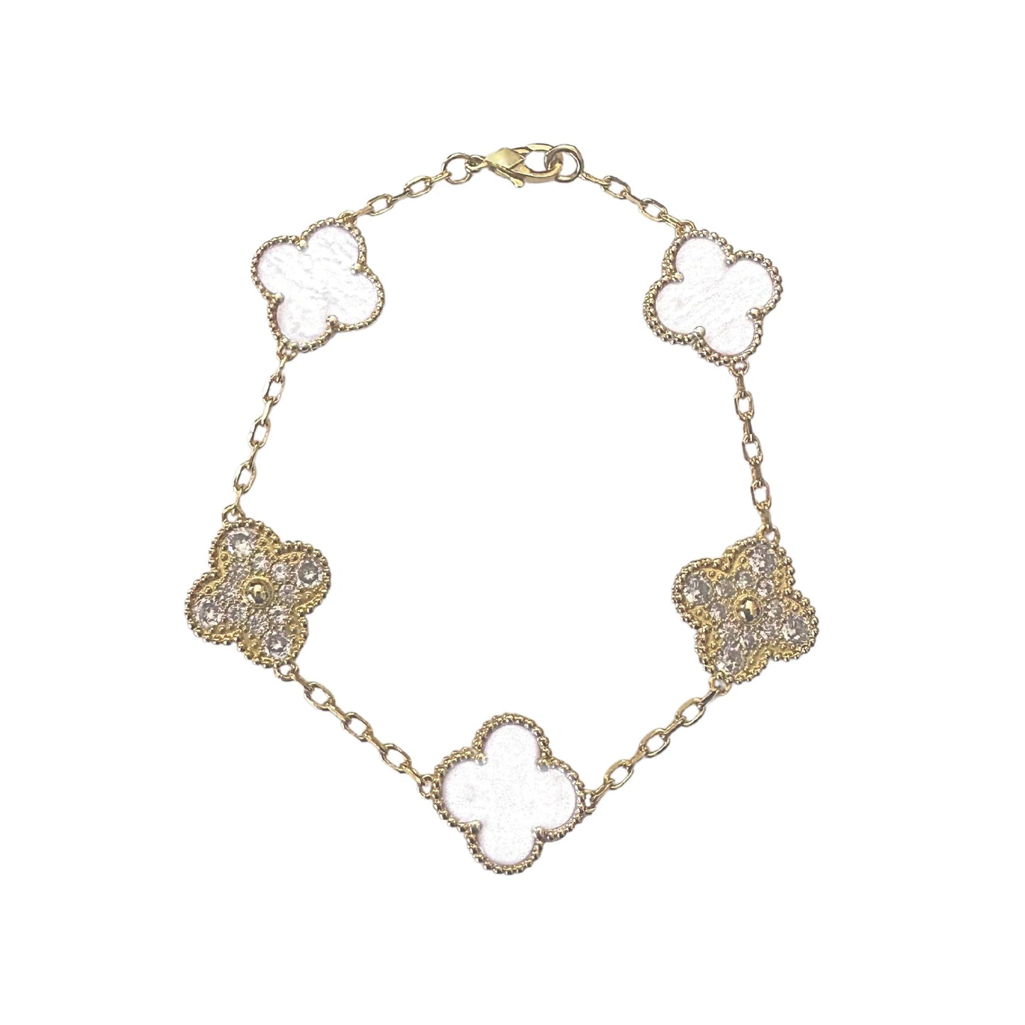 VANESSA CRYSTAL BRACELET GOLD + PEARL