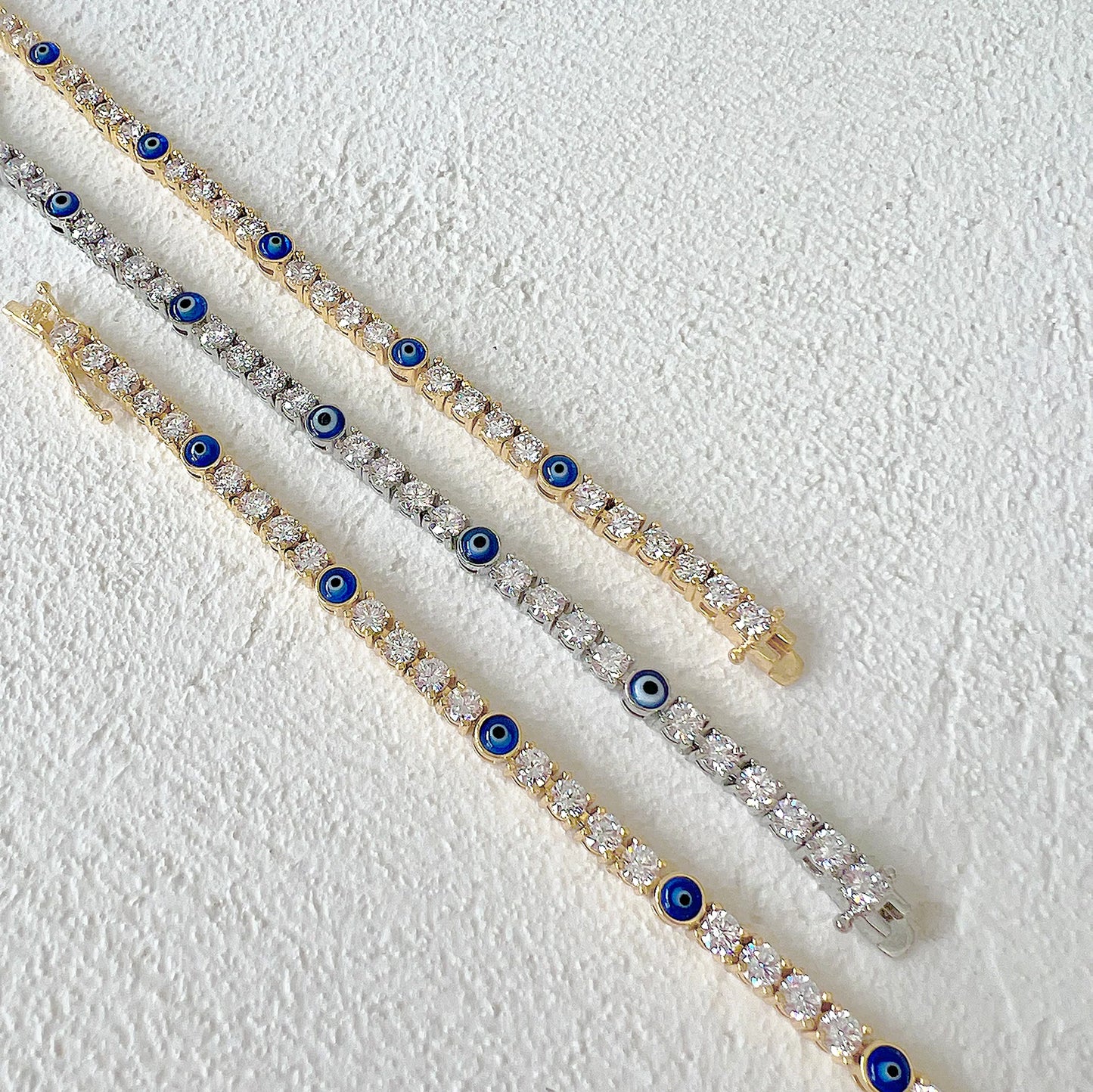 GOLD PLATED EVIL EYE TENNIS BRACELET