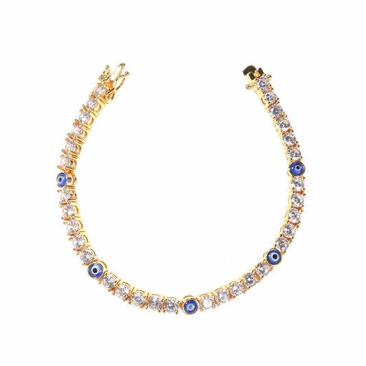 GOLD PLATED EVIL EYE TENNIS BRACELET