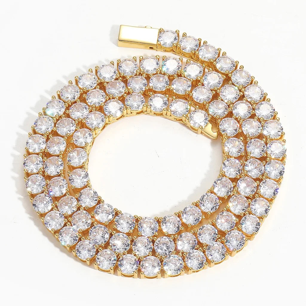 LUXE 5MM TENNIS NECKLACE- GOLD