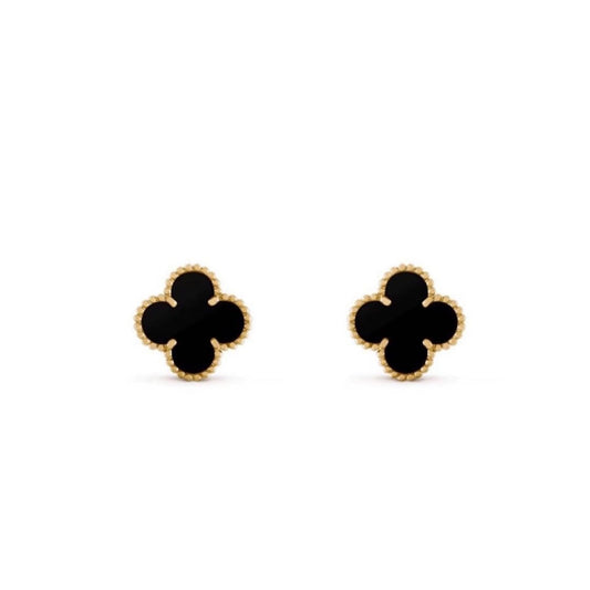 VANESSA EARRINGS GOLD + ONYX BLACK